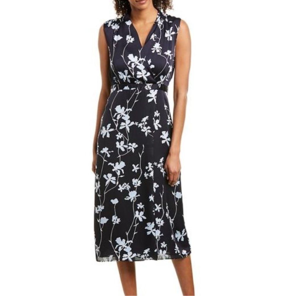 Floral Black and White Sleeveless Dress